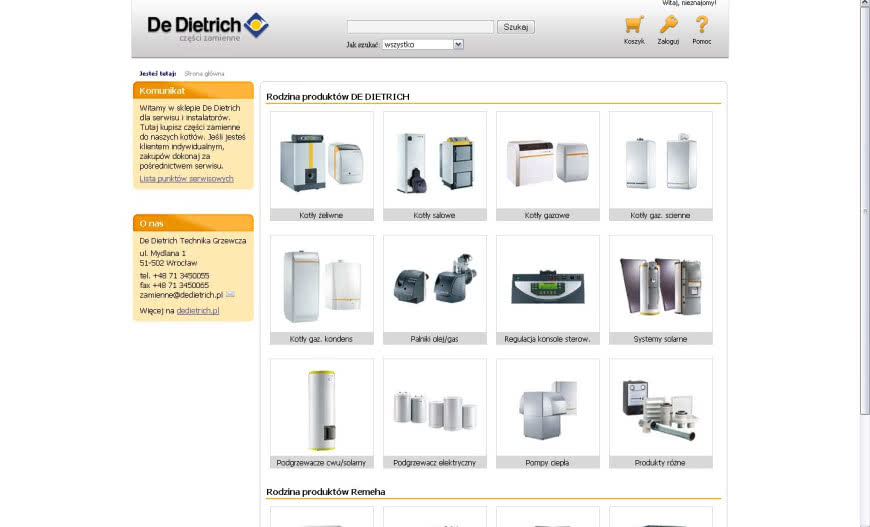Start sklepu internetowego De Dietrich